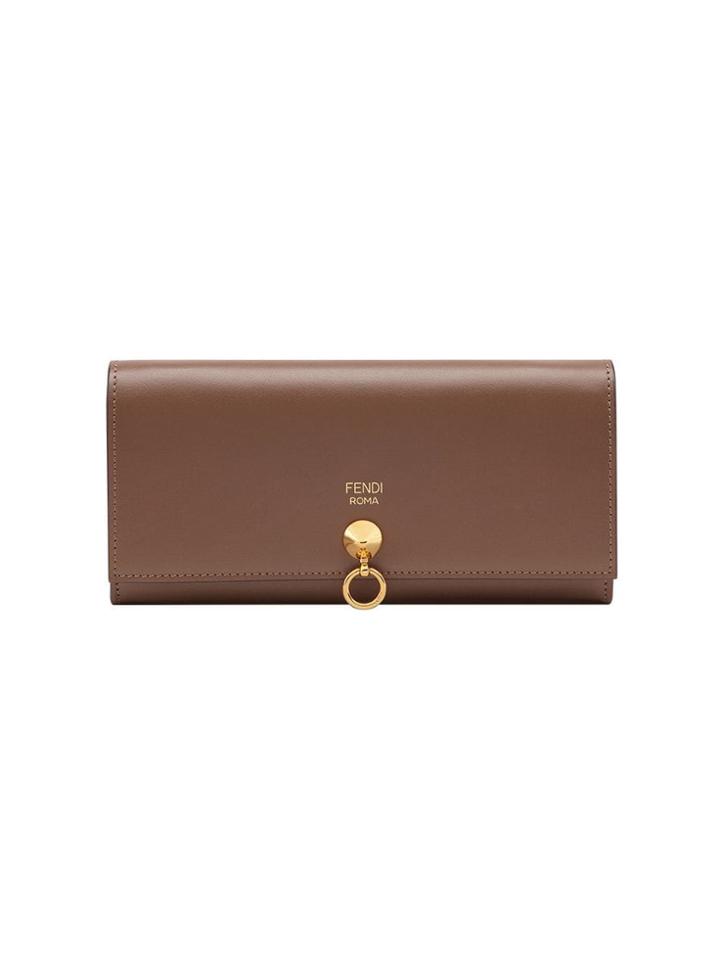 Fendi Continental Chain Wallet - Brown