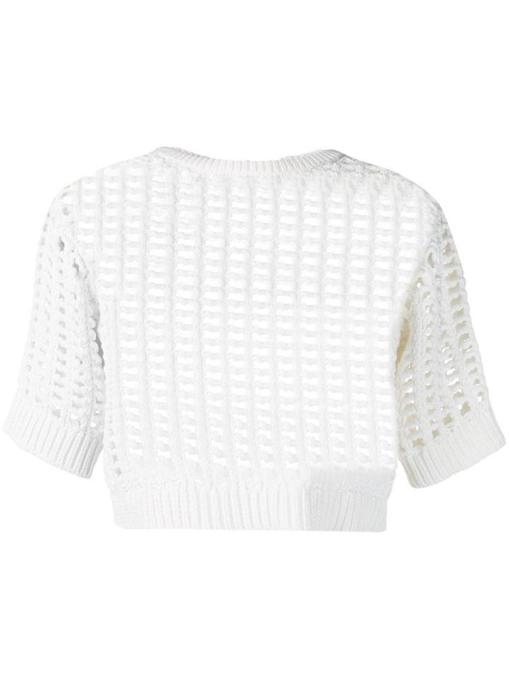 Sonia Rykiel Cropped Knitted Top - White
