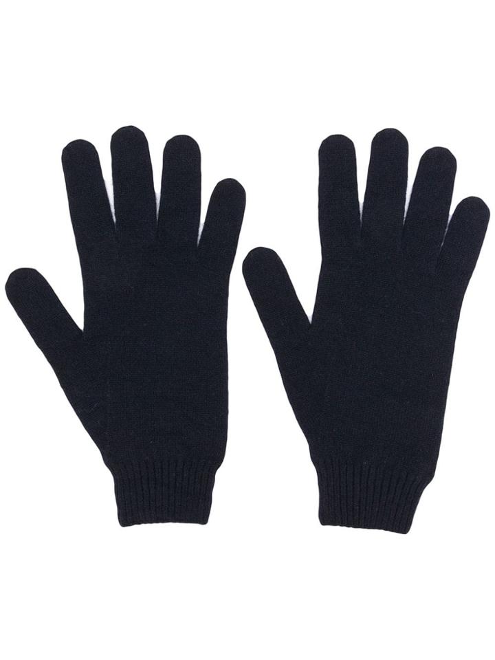 Fabiana Filippi Ribbed Knit Detail Gloves - Blue