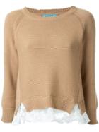Guild Prime Crew Neck Lace Insert Jumper, Women's, Size: 36, Brown, Cotton/acrylic