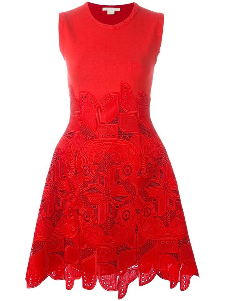 Antonio Berardi Lace Embroidered Dress, Women's, Size: 42, Red, Rayon/polyester