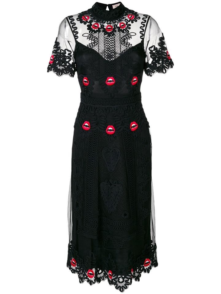 Temperley London Leaf Midi Dress - Black