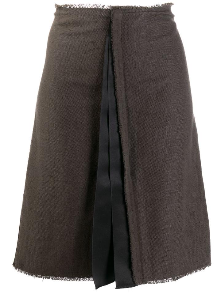 Lanvin Vintage 2000's Pleated Detail A-line Skirt - Brown