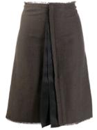 Lanvin Vintage 2000's Pleated Detail A-line Skirt - Brown