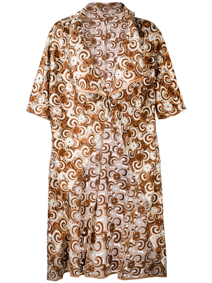 Comme Des Garçons Vintage Embroidered Light Coat - Brown