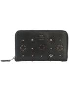 Coach Tea Rose Medium Zip Wallet - Black