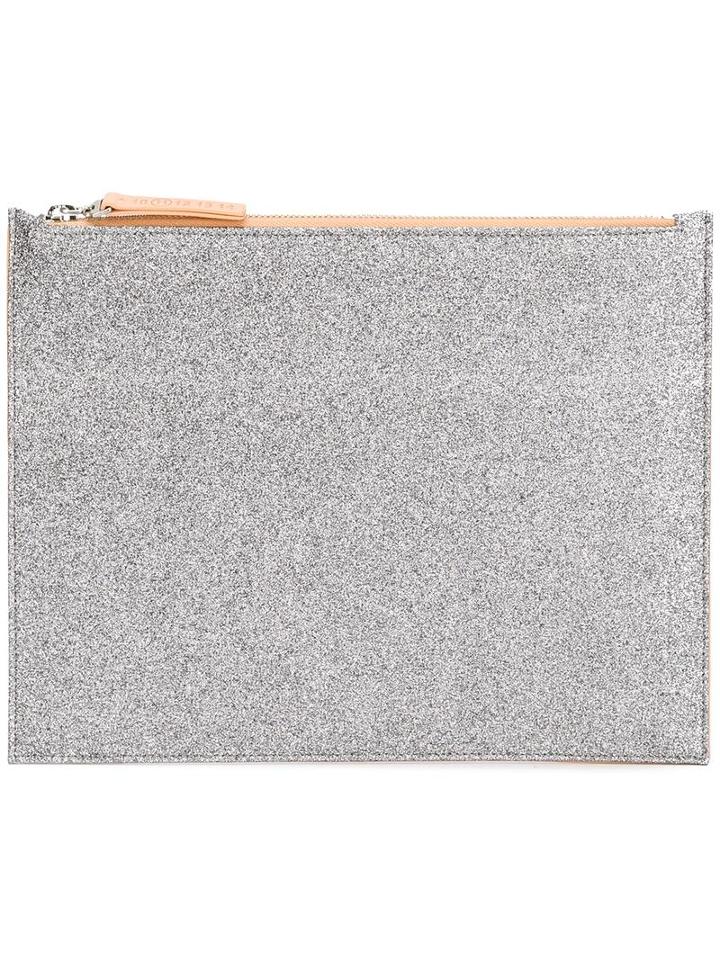 Maison Margiela Glitter Panel Pouch, Men's, Calf Leather/polyester/polyurethane/cotton