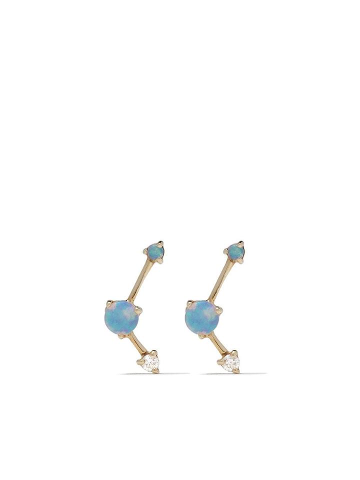 Wwake 14kt Gold Diamond Three Step Ballon Earrings