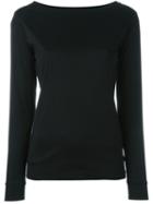Eleventy Boat Neck T-shirt, Women's, Size: Large, Black, Cotton