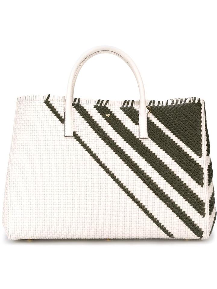 Anya Hindmarch Weavebasket Pattern Stripe Tote Bag