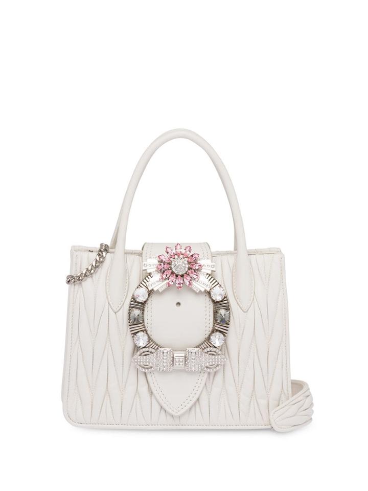 Miu Miu Miu Lady Matelassé Handbag - White