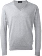 John Smedley V-neck Sweater, Men's, Size: Xl, Grey, Cotton