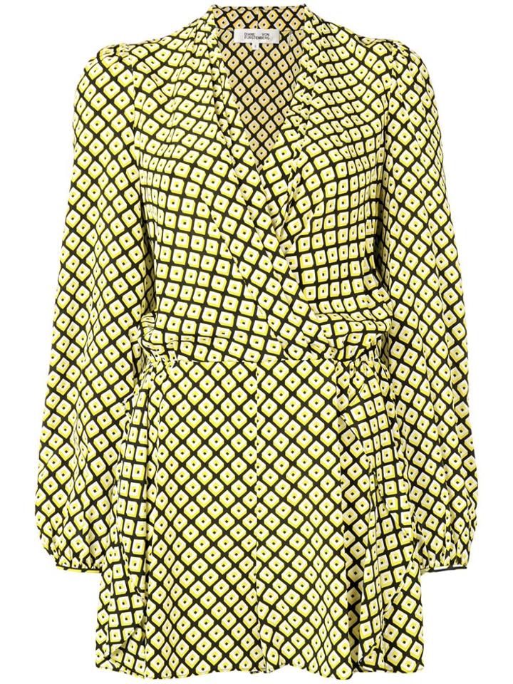 Dvf Diane Von Furstenberg Longsleeve Crossover Romper - Yellow &