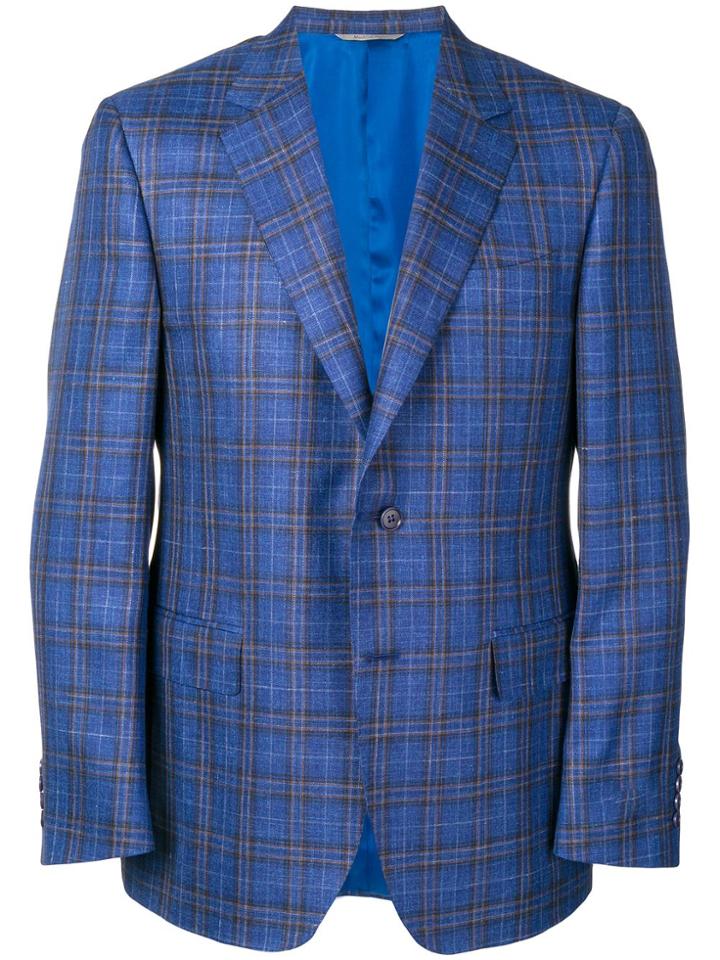 Canali Tartan Suit Jacket - Blue