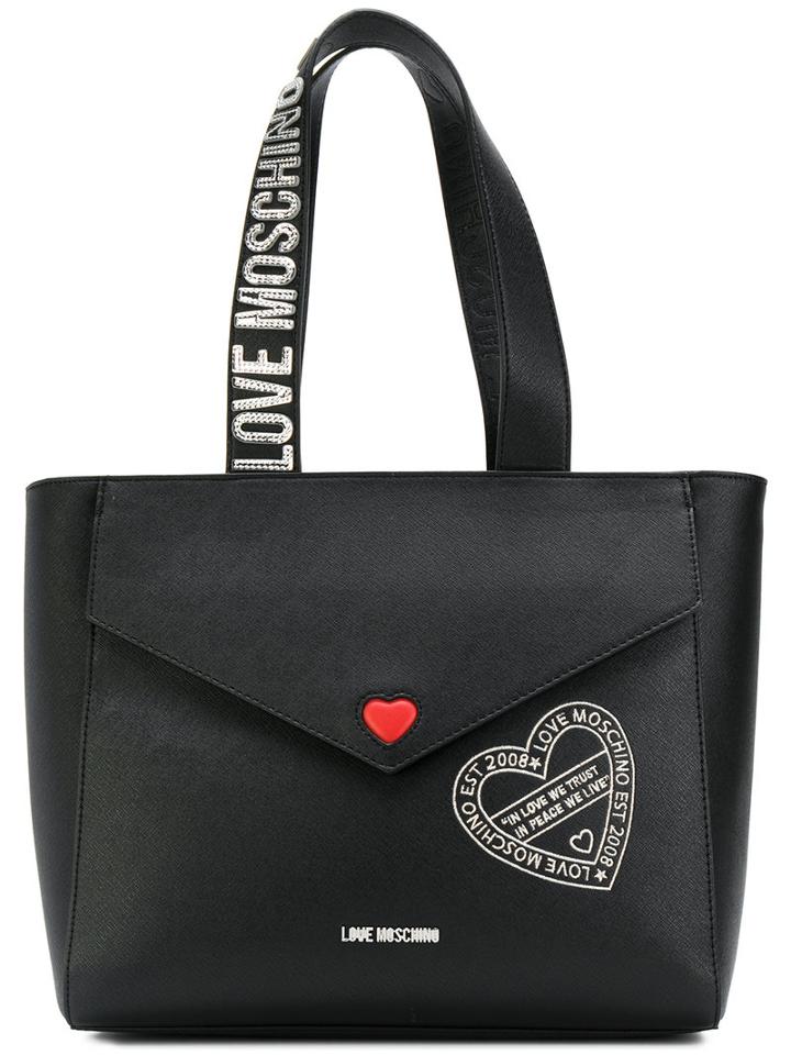 Love Moschino - Heart Tote Bag - Women - Polyurethane - One Size, Black, Polyurethane