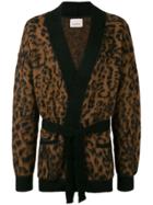 Laneus Leopard Knit Cardigan - Brown