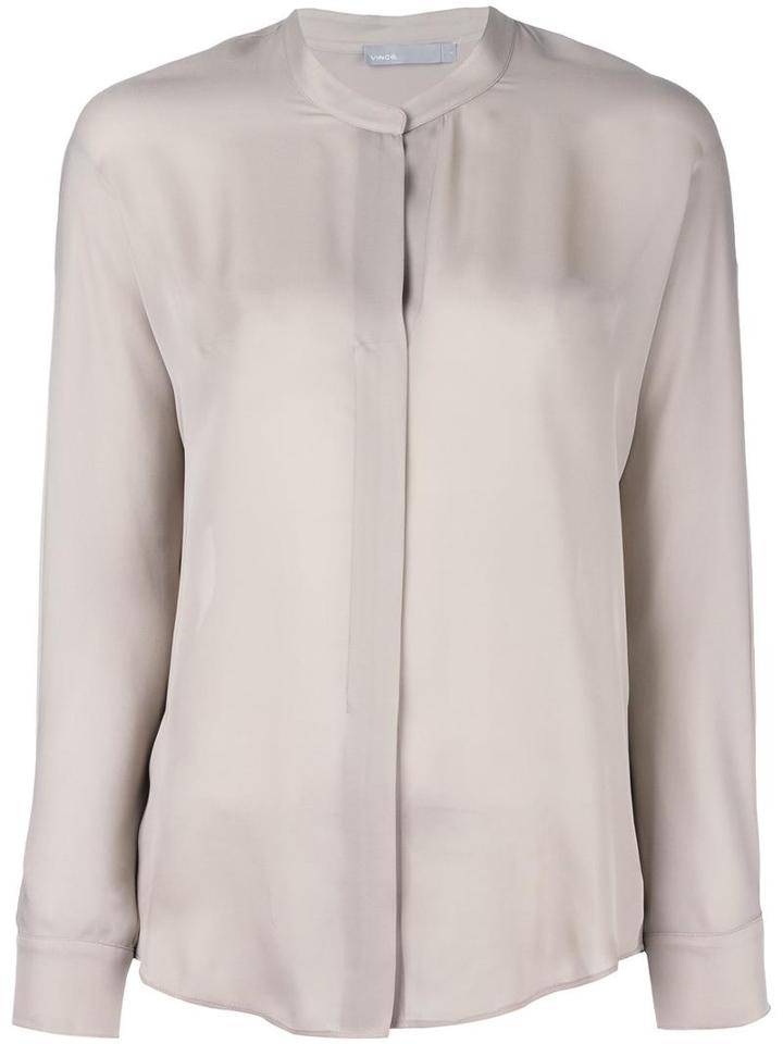 Vince Band Collar Shirt, Women's, Size: 4, Nude/neutrals, Silk