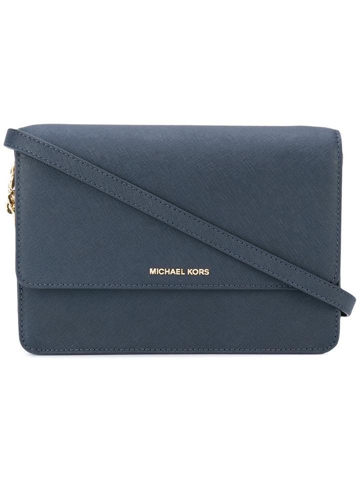 Michael Kors - Foldover Crossbody Bag - Women - Leather - One Size, Blue, Leather