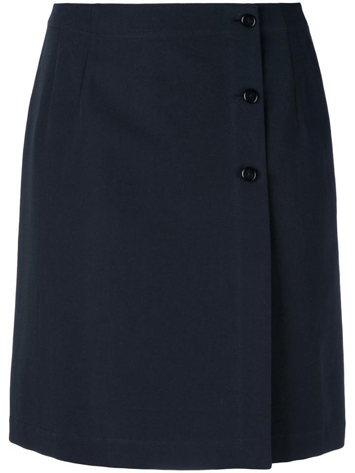 A.p.c. - 'lana' Button Detail Skirt - Women - Cotton/polyimide - 40, Women's, Blue, Cotton/polyimide