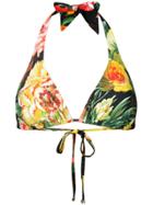 Dolce & Gabbana Floral Print Triangle Top - Black