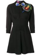 Miu Miu Embellished Appliqués Mini Dress - Black