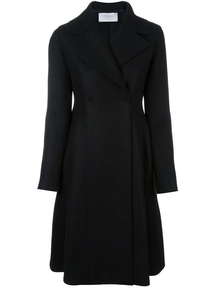 Harris Wharf London Long Flared Coat, Women's, Size: 40, Black, Virgin Wool
