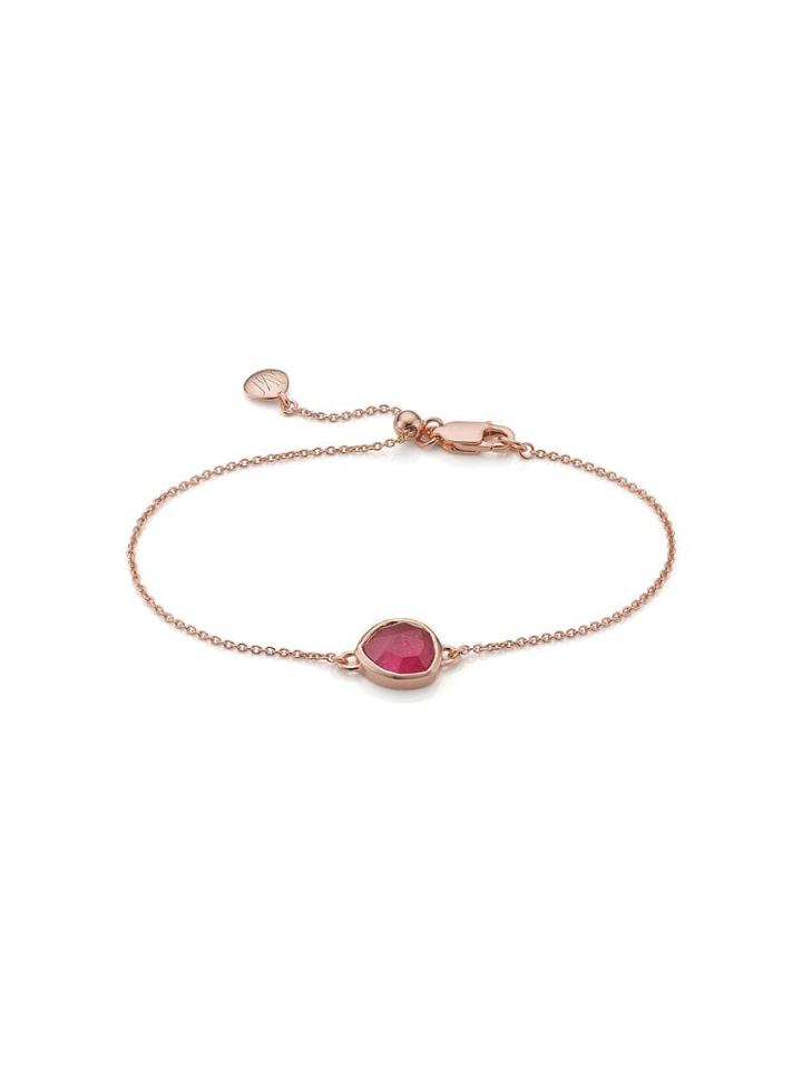 Monica Vinader Siren Pink Quartz Bracelet - Gold