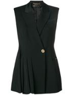 Versace Pleated Tailored Vest - Black