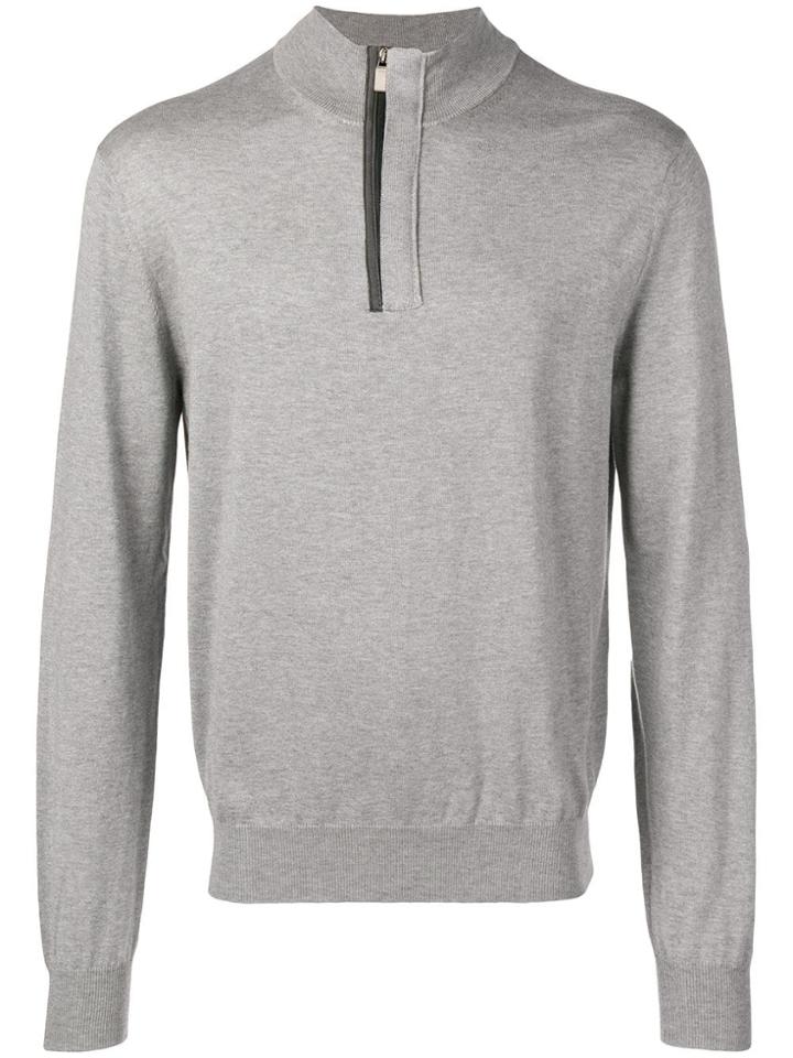 Canali Half-zip Knitted Sweater - Grey