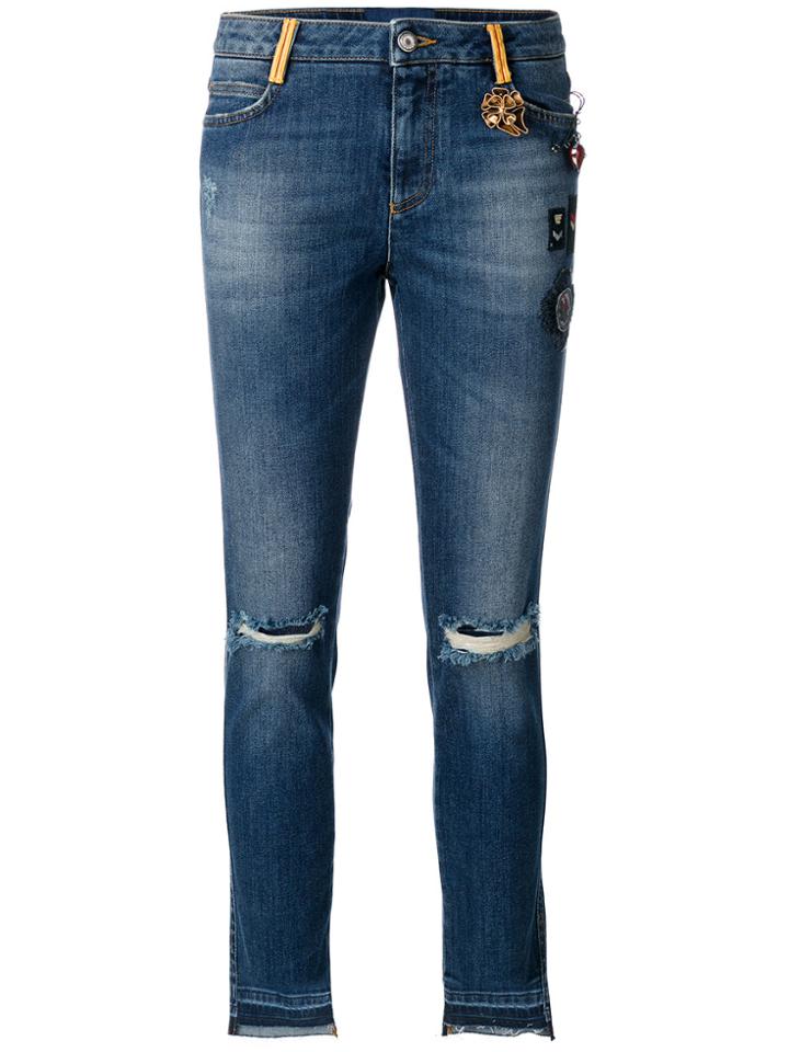 Ermanno Scervino Patch Detail Distressed Jeans - Blue