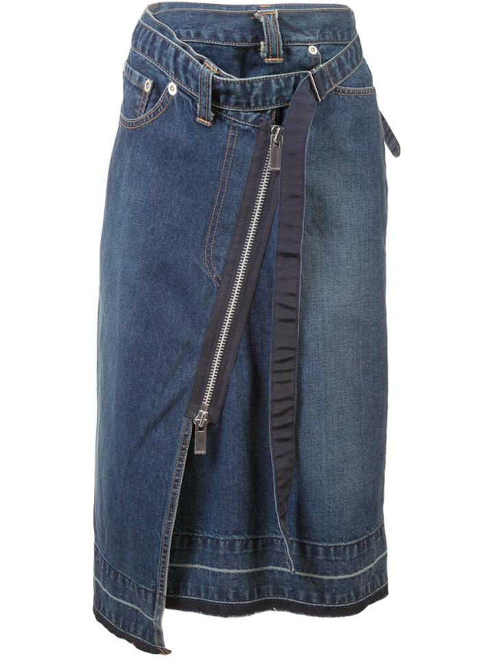 Sacai Deconstructed Denim Skirt - Blue