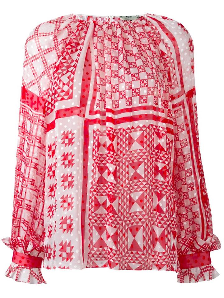 Fendi Geometric Print Blouse - Red