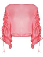 Molly Goddard Ruched Sleeve Sheer Top - Pink & Purple