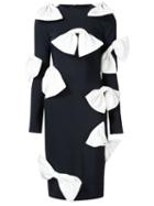 Christian Siriano Bow Applique Dress, Women's, Size: 4, Black, Viscose Crepe