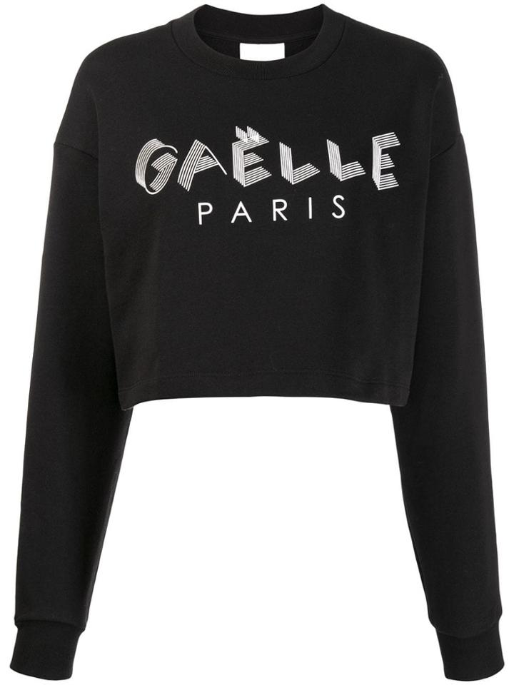 Gaelle Bonheur Cropped Brand Sweater - Black