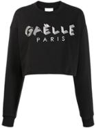 Gaelle Bonheur Cropped Brand Sweater - Black
