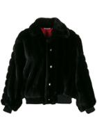 Gcds Oversized Faux Fur Jacket - Black