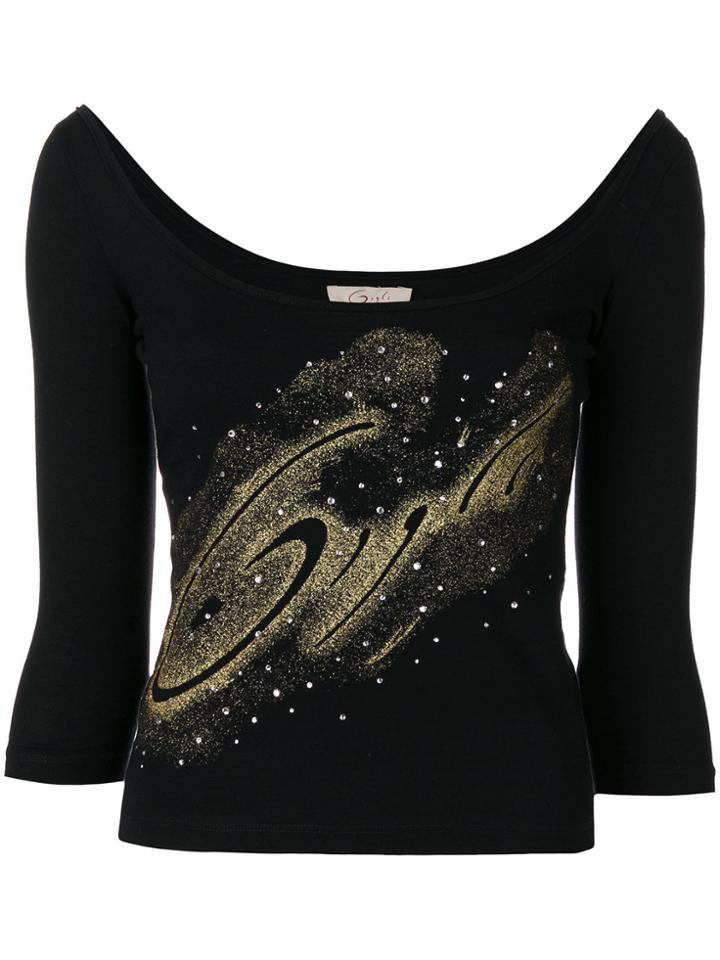 Romeo Gigli Vintage Glittery Three-quarters Blouse - Black