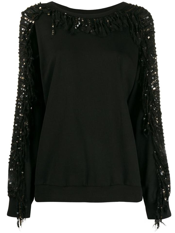Twin-set Sequin Sleeve Jumper - Black