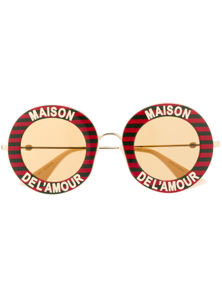 Gucci Eyewear Maison De L'amour Round Sunglasses - Red