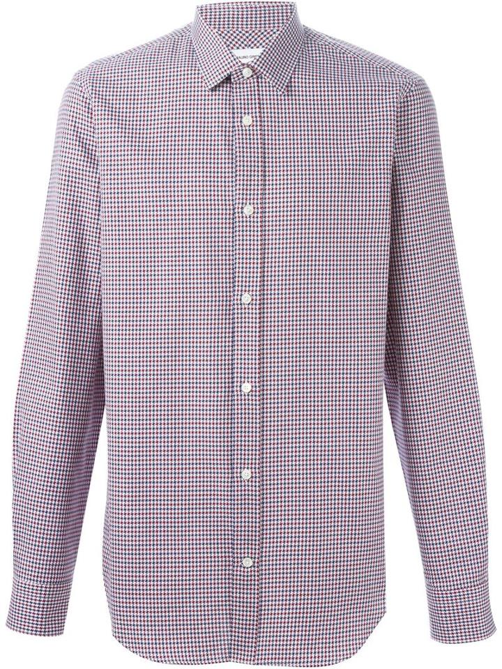 Mauro Grifoni Digital Houndstooth Shirt, Men's, Size: 42, Red, Cotton