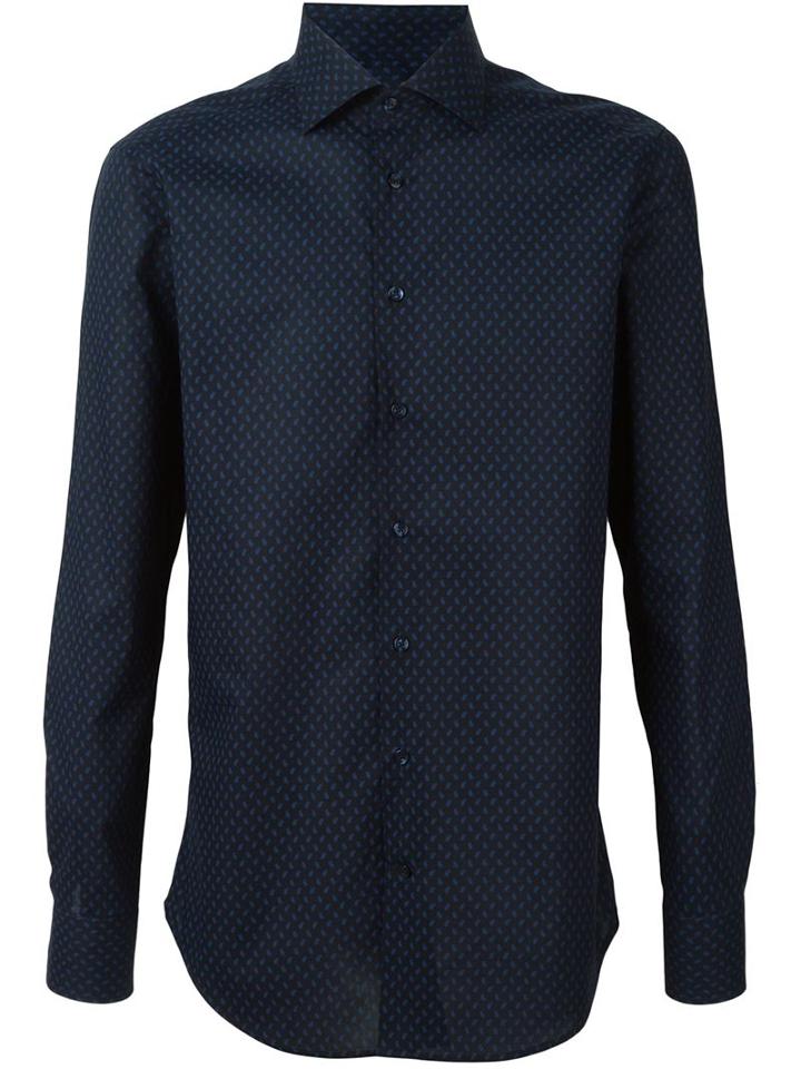 Etro Paisley Print Shirt, Men's, Size: 39, Blue, Cotton