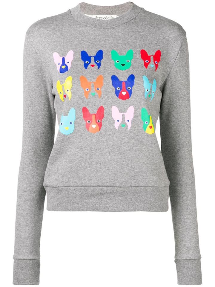 Être Cécile Dog Grid Sweater - Grey