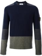 Stone Island Colour Block Knitted Sweater - Blue