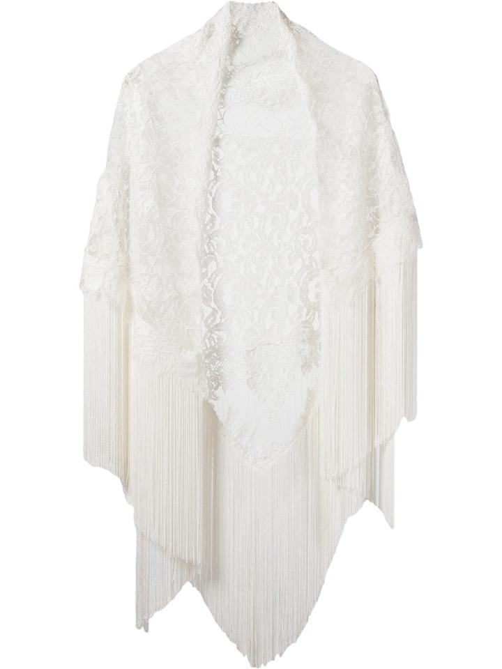 Martha Medeiros Fringe Lace Shawl - White