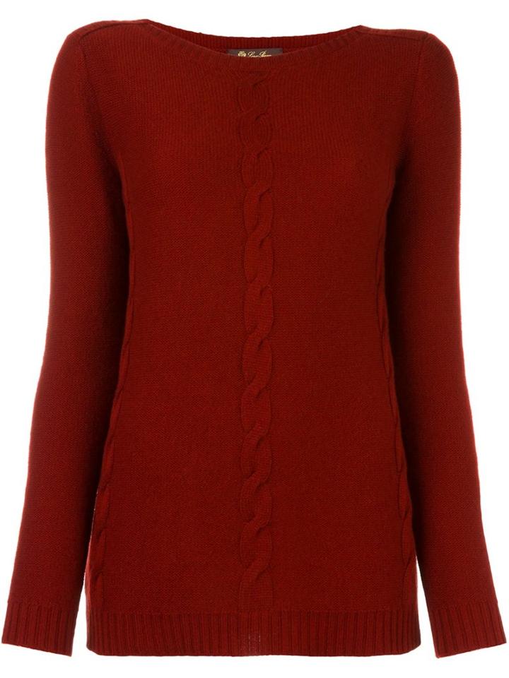 Loro Piana Cable Knit Jumper, Women's, Size: 46, Red, Cashmere
