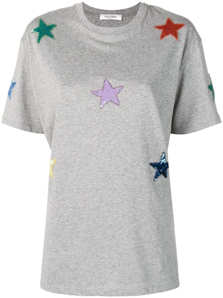 Valentino Stars Embroidered Jersey Sweat - Grey