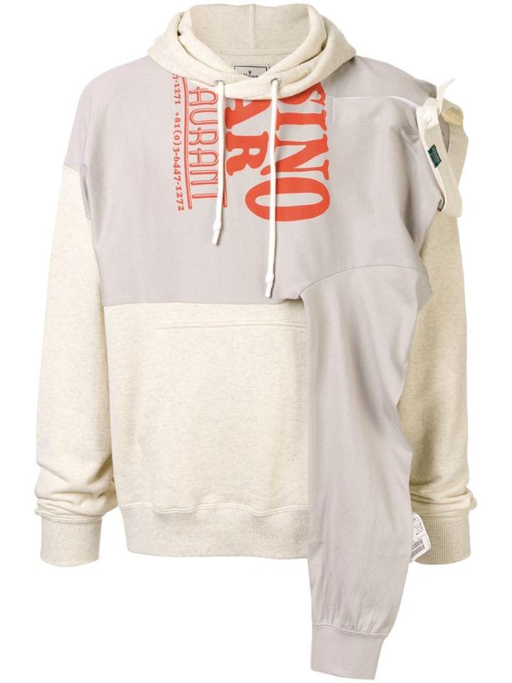Maison Mihara Yasuhiro Asymmetric Logo Print Hoodie - White