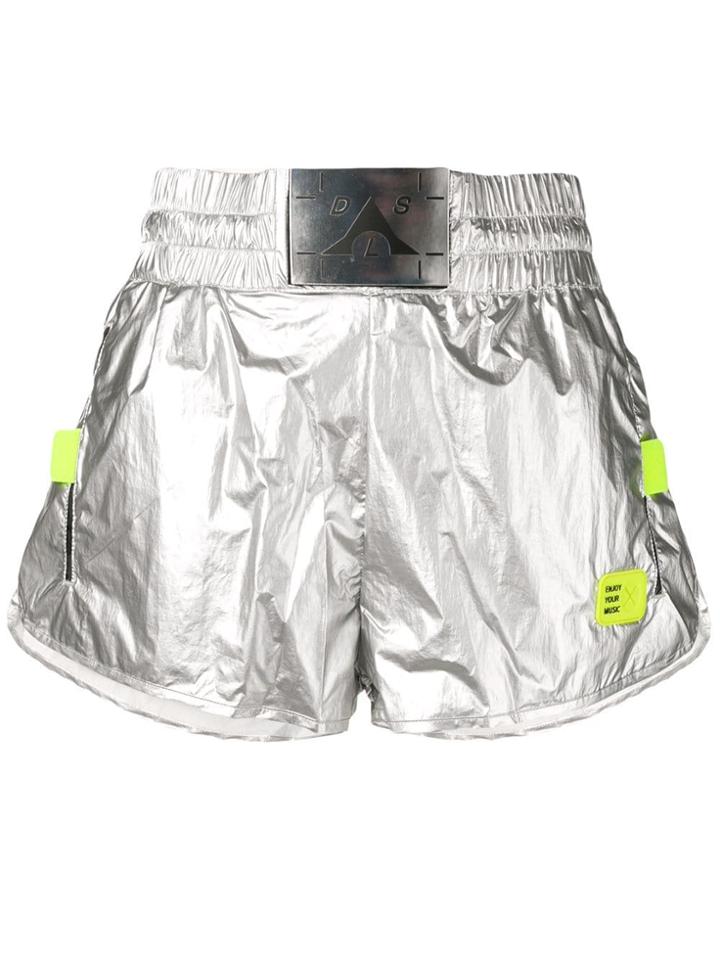 Diesel Logo Patch Fitted Shorts - Silver