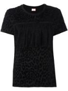Giamba Leopard Pattern T-shirt, Women's, Size: 40, Black, Cotton/nylon/viscose